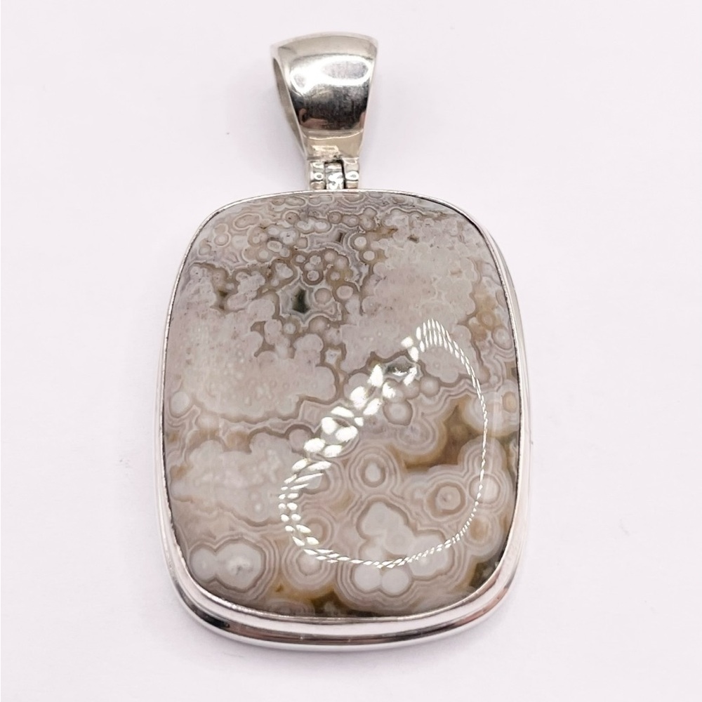 Large Ocean Jasper 925 Solid Sterling Silver Pend… - image 8